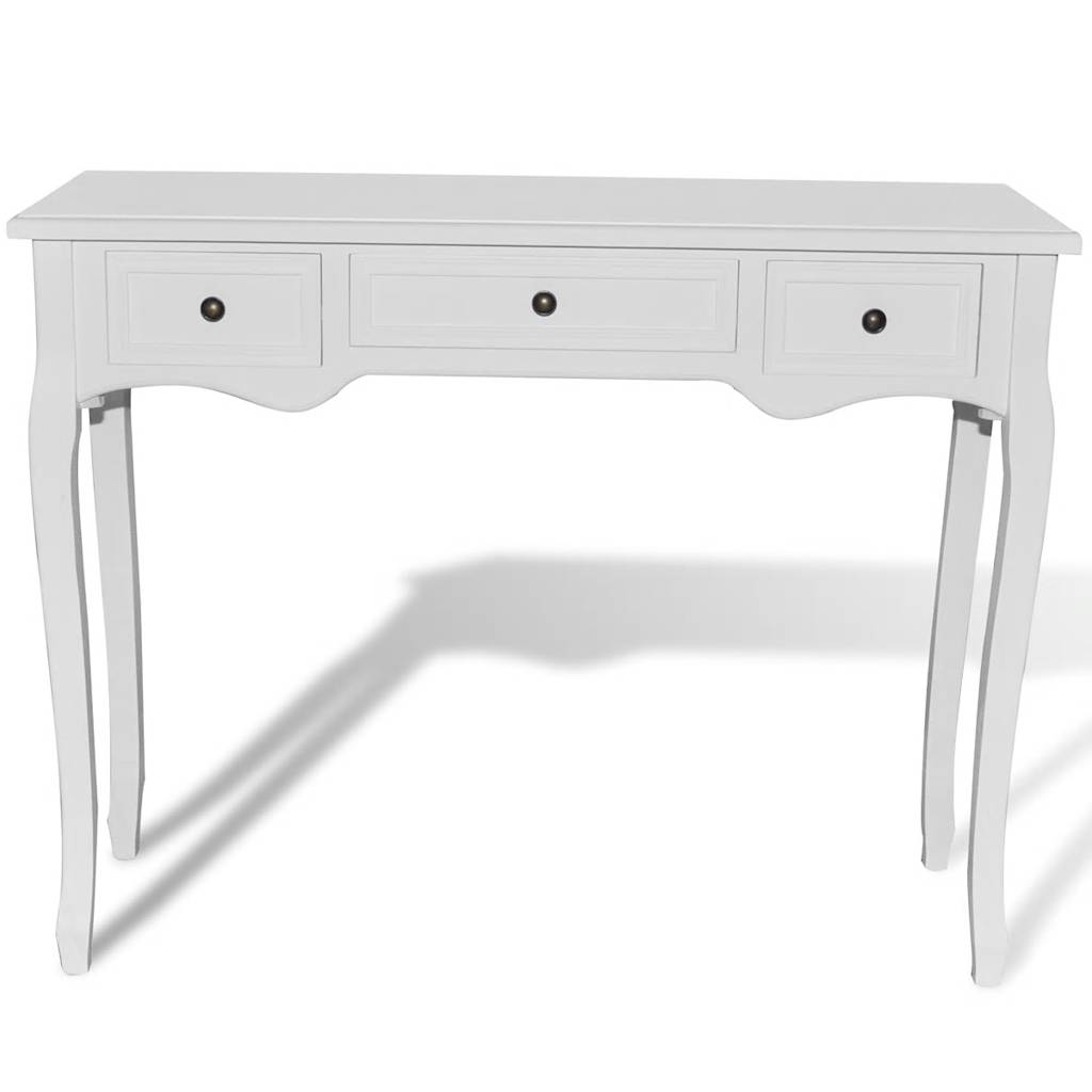 Console dressing table with three drawers, white