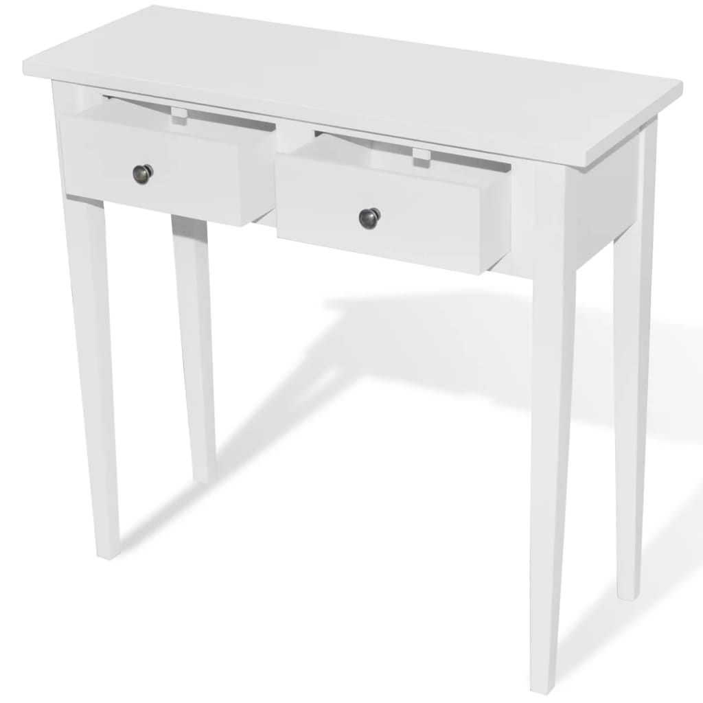 Console dressing table with two drawers, white