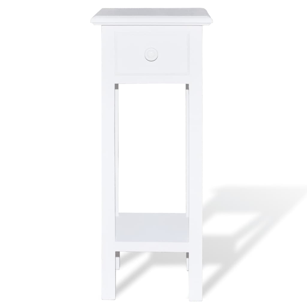 Side table with drawer, white