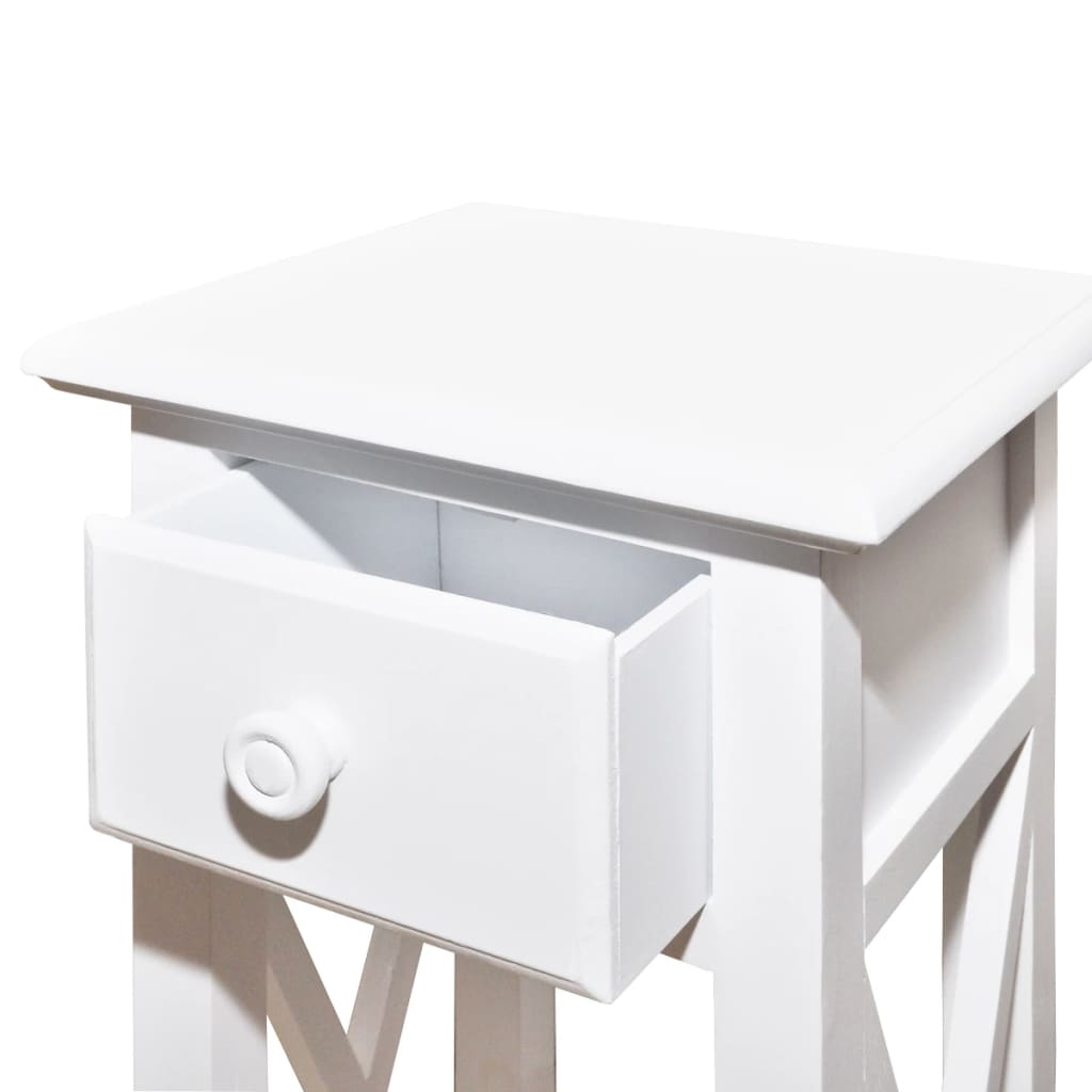 Side table with drawer, white