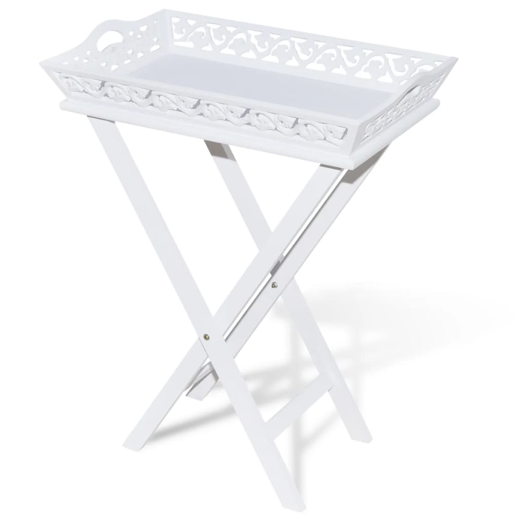 Side table with tray, white