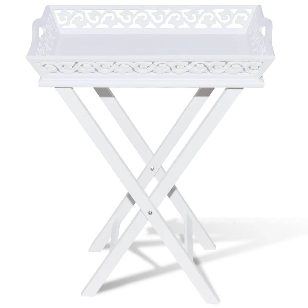 Side table with tray, white