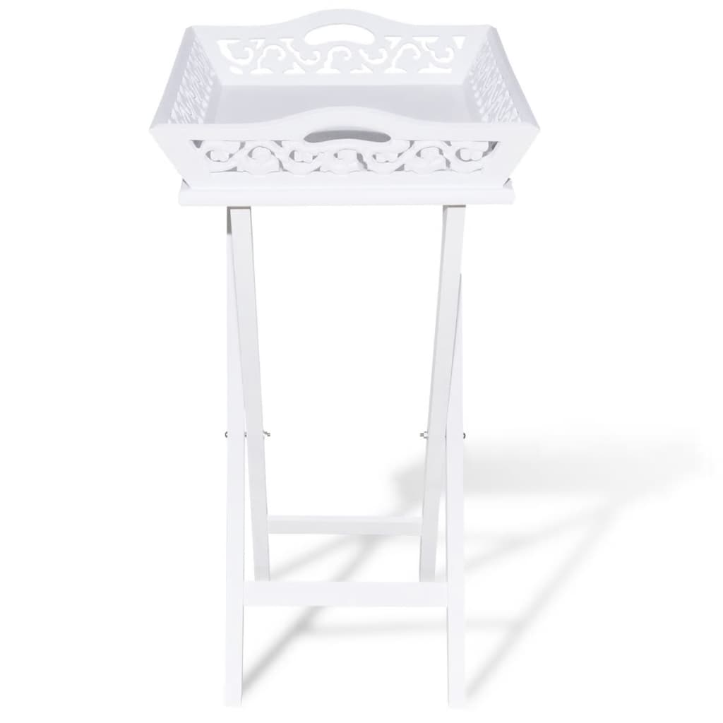 Side table with tray, white