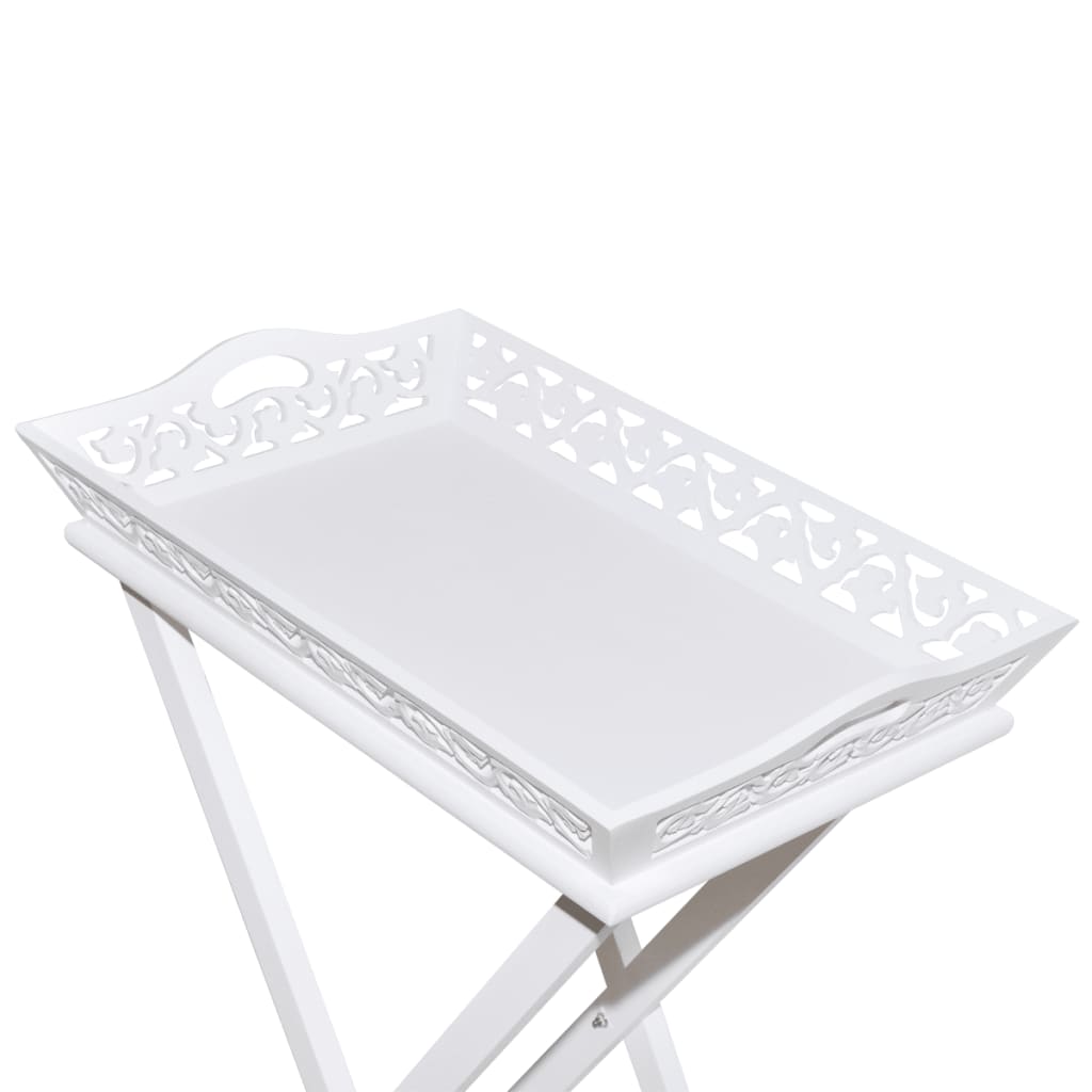 Side table with tray, white