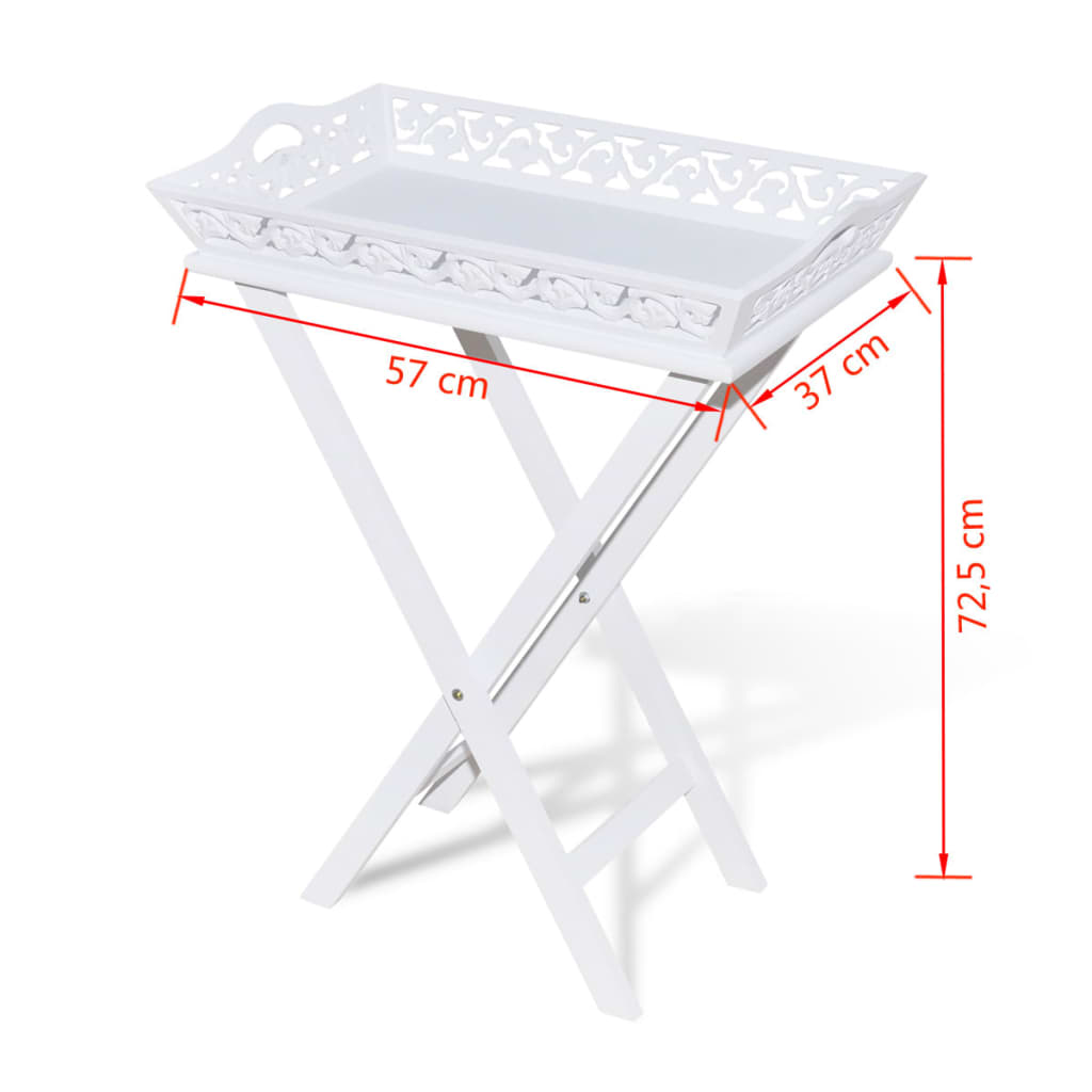 Side table with tray, white