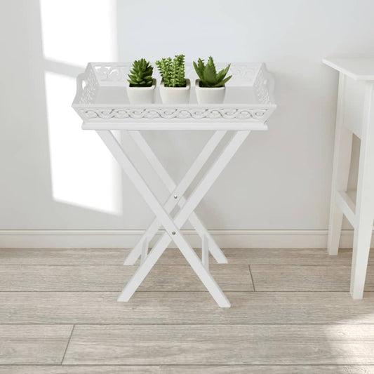 Side table with tray, white