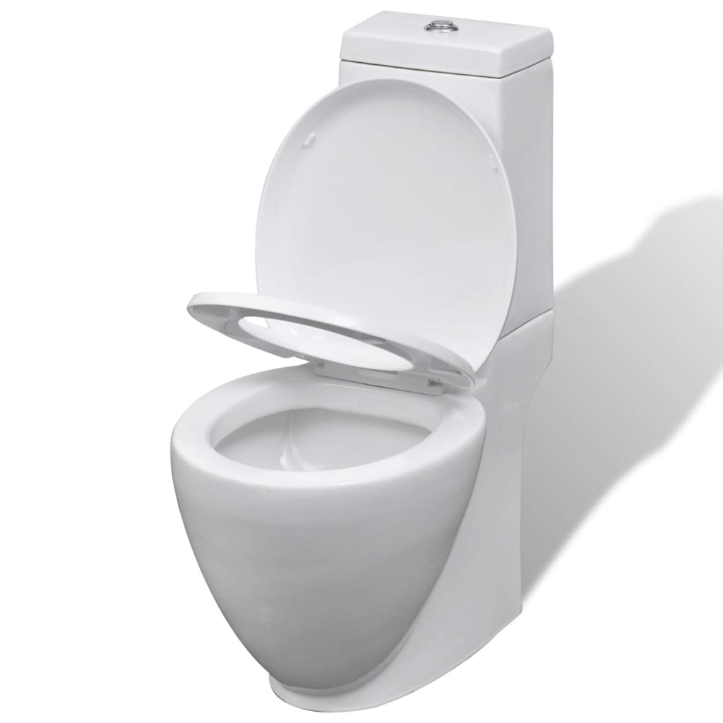 Toilet and bidet set, white ceramic