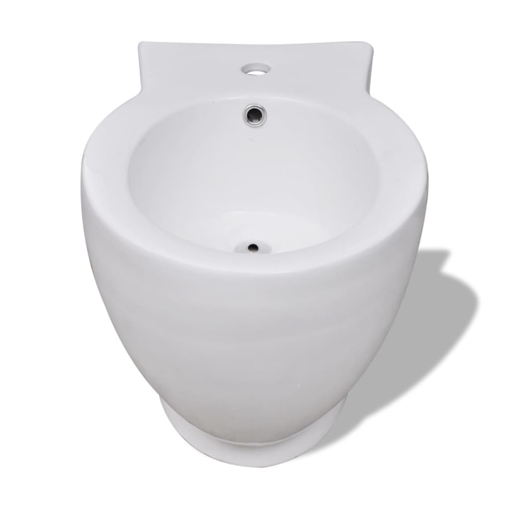 Toilet and bidet set, white ceramic