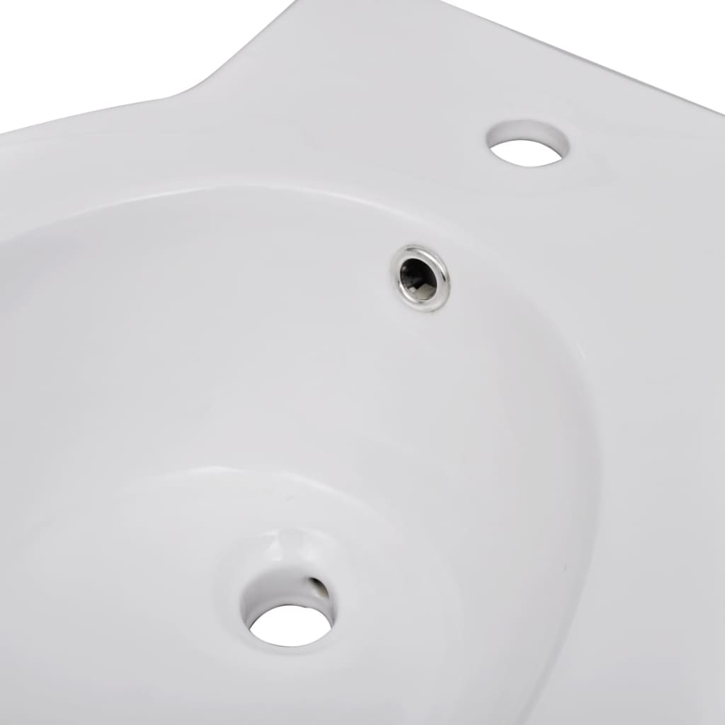 Toilet and bidet set, white ceramic