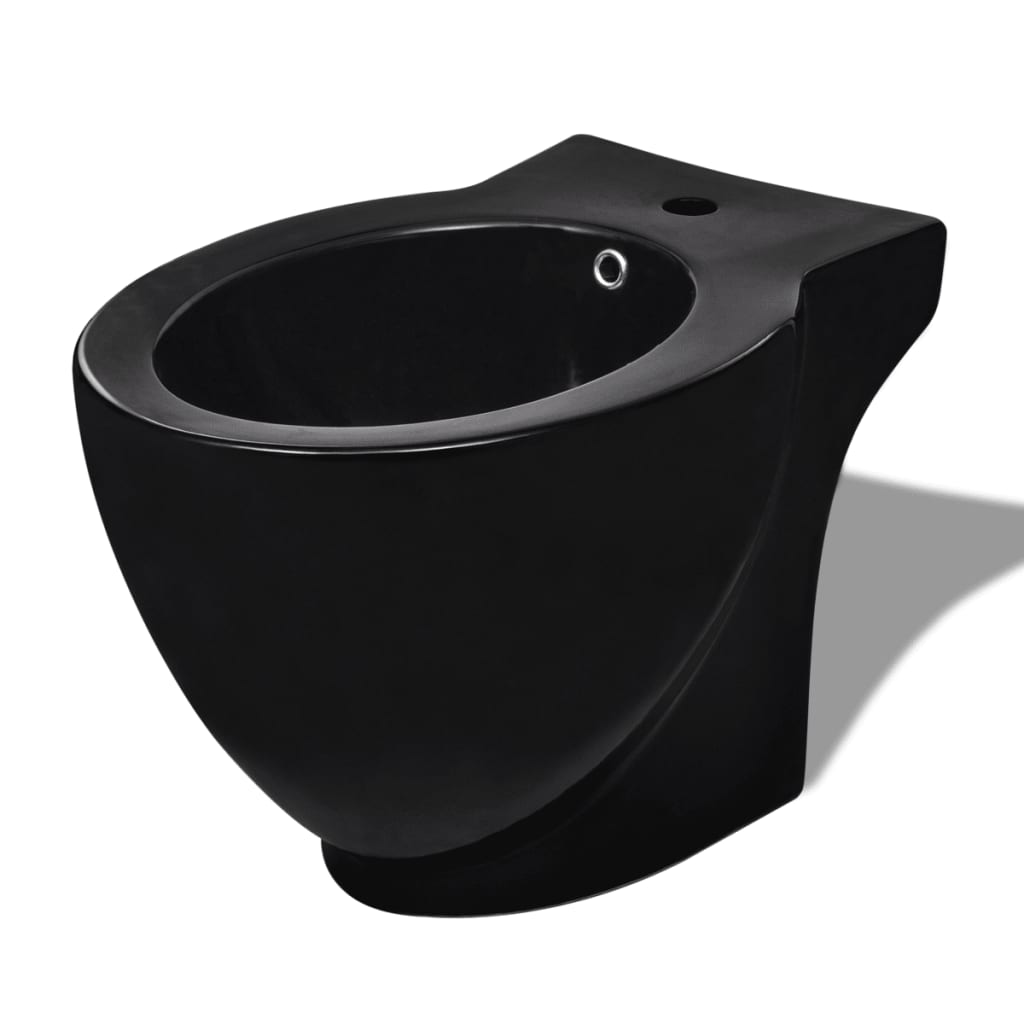 Black Ceramic Toilet and Bidet Set