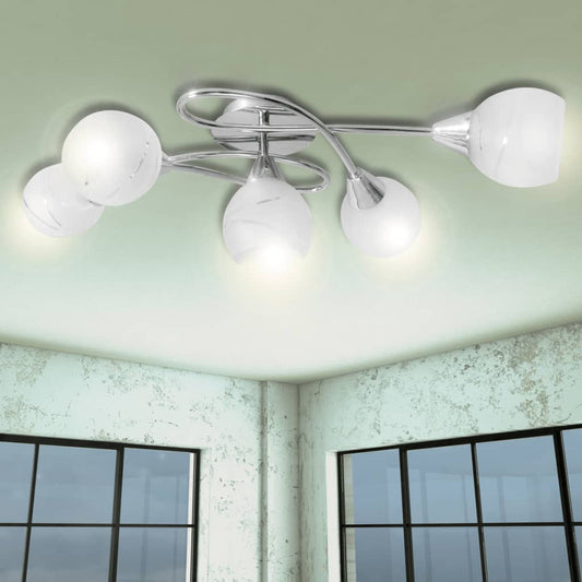 Ceiling lamp with glass shades for 5 E14 bulbs