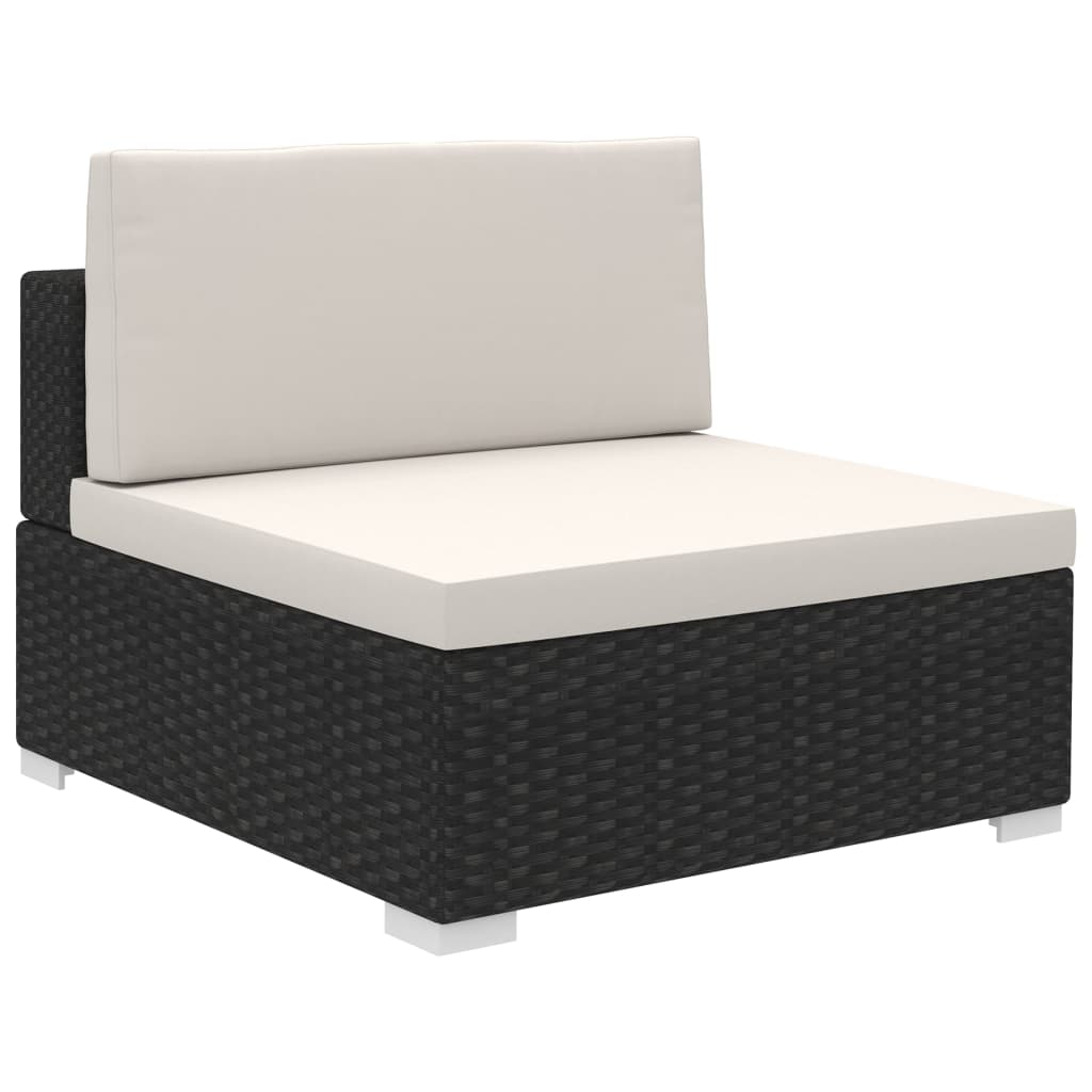 Set mobilier de grădină cu perne, 6 piese, negru, poliratan