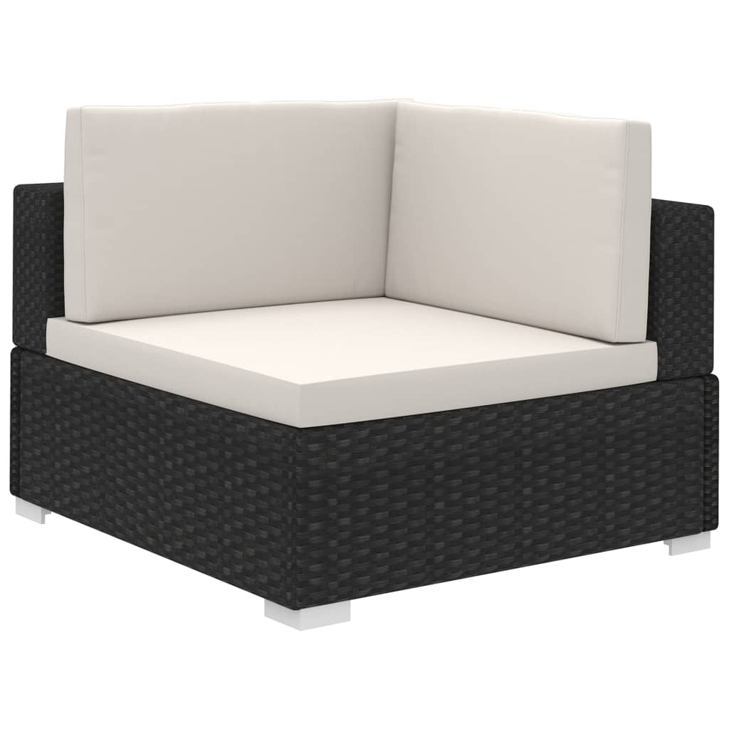 Set mobilier de grădină cu perne, 6 piese, negru, poliratan