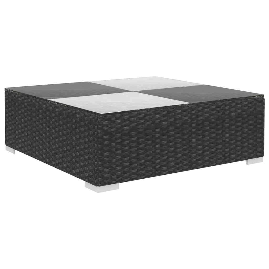 Set mobilier de grădină cu perne, 6 piese, negru, poliratan