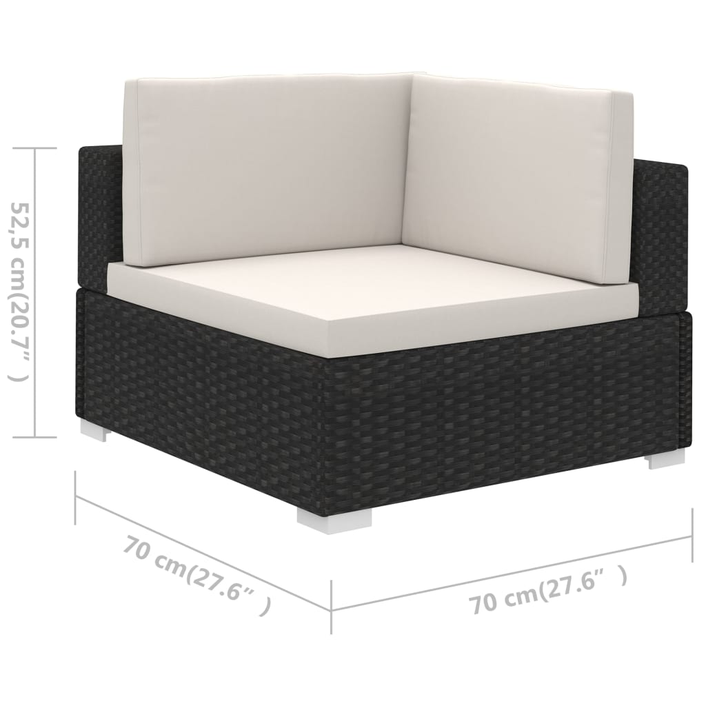 Set mobilier de grădină cu perne, 6 piese, negru, poliratan