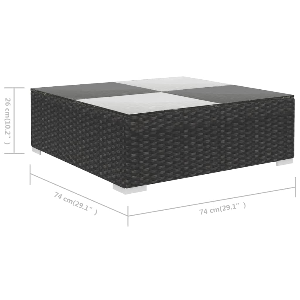 Set mobilier de grădină cu perne, 6 piese, negru, poliratan