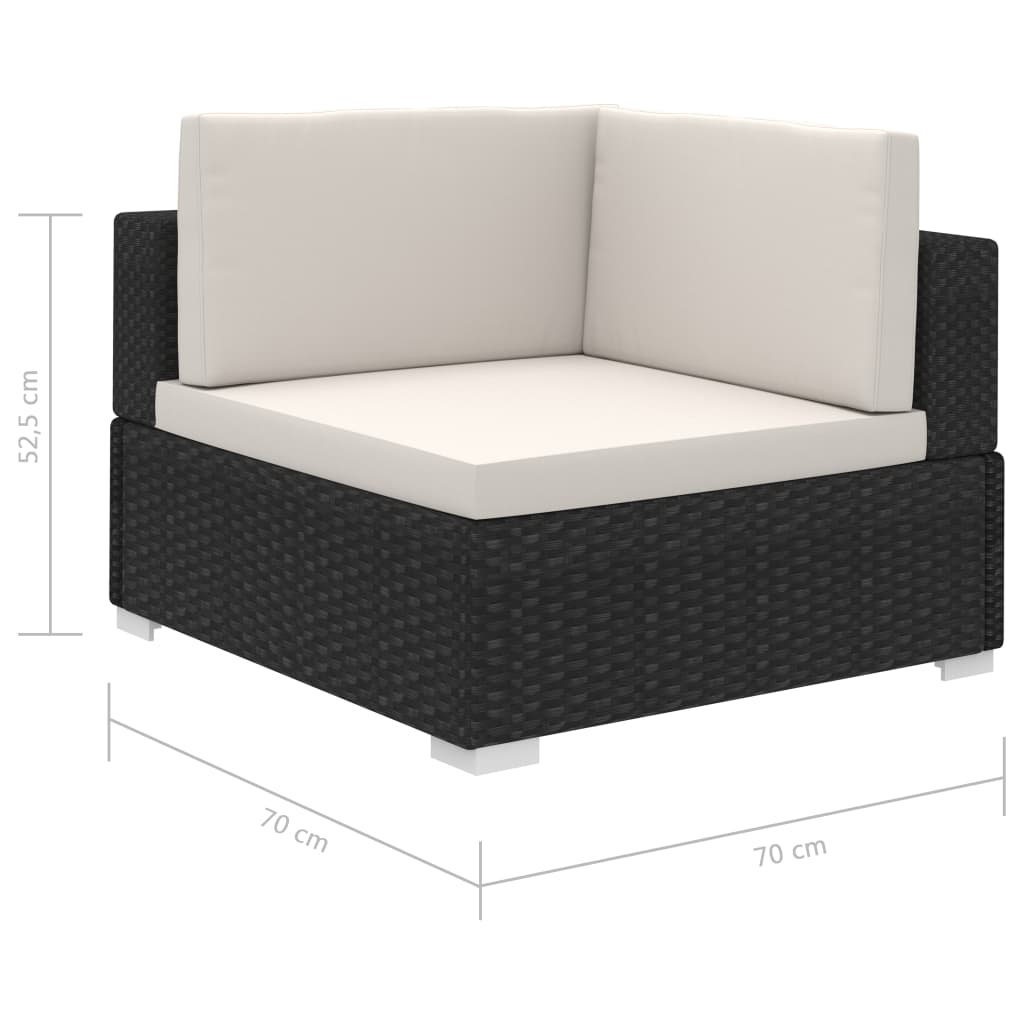 Set mobilier de grădină cu perne, 12 piese, negru, poliratan