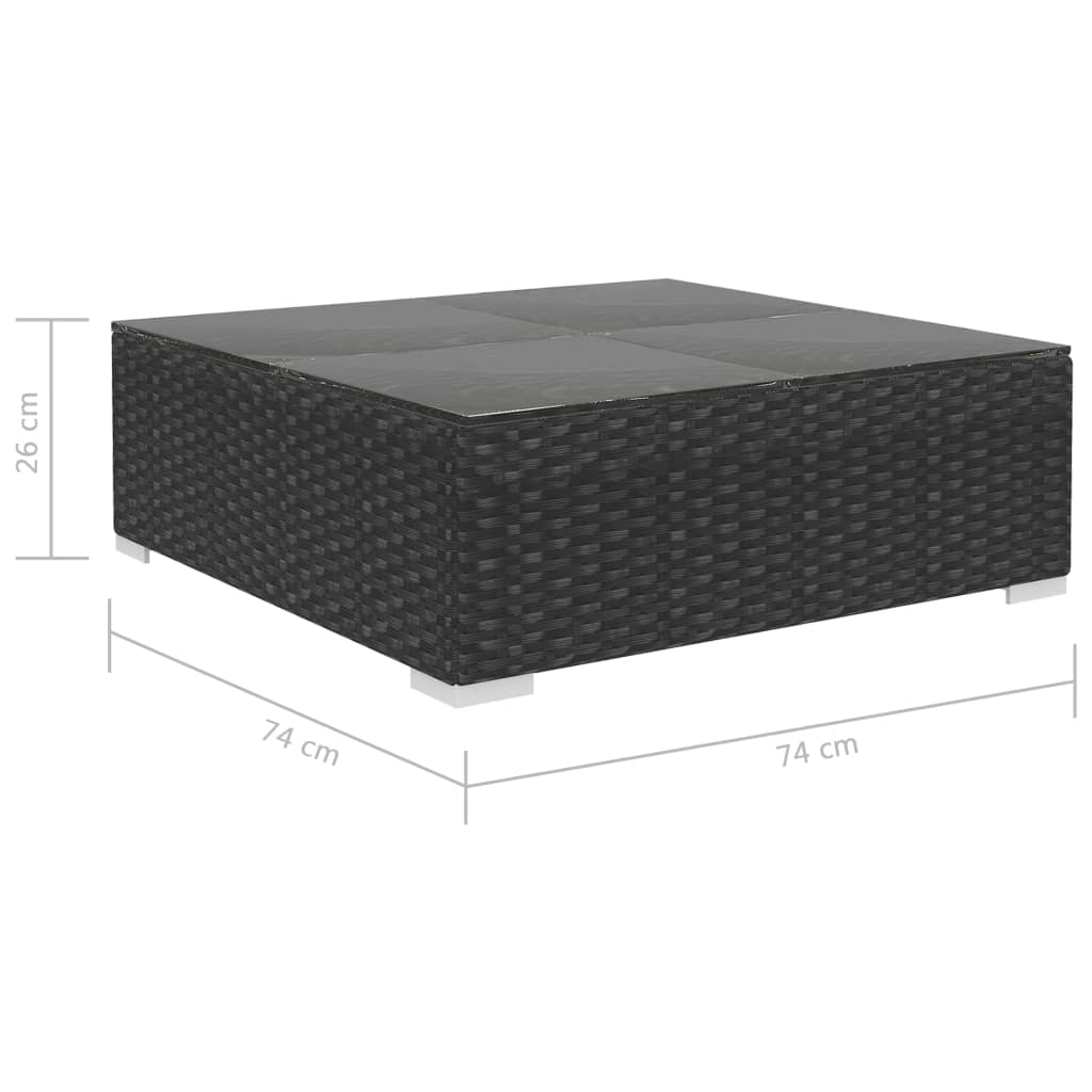 Set mobilier de grădină cu perne, 12 piese, negru, poliratan