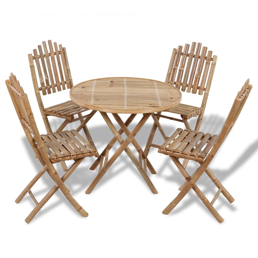 5-piece folding outdoor furniture set, bamboo