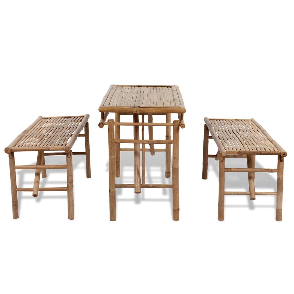 Beer table with 2 benches, 100 cm, bamboo