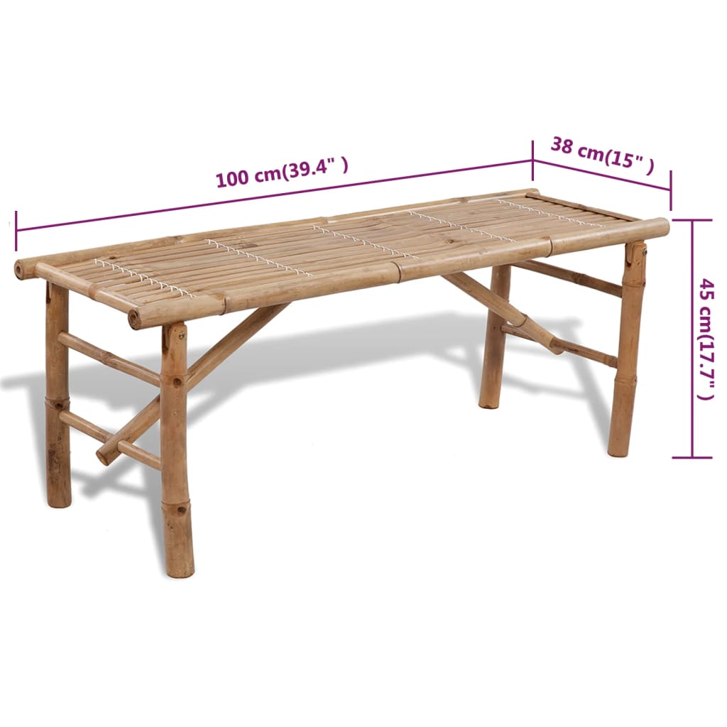 Masă pentru bere cu 2 bănci, 100 cm, bambus