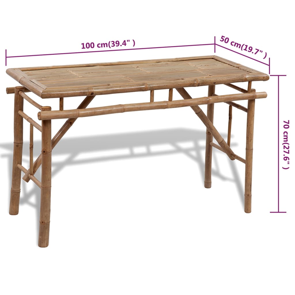 Masă pentru bere cu 2 bănci, 100 cm, bambus