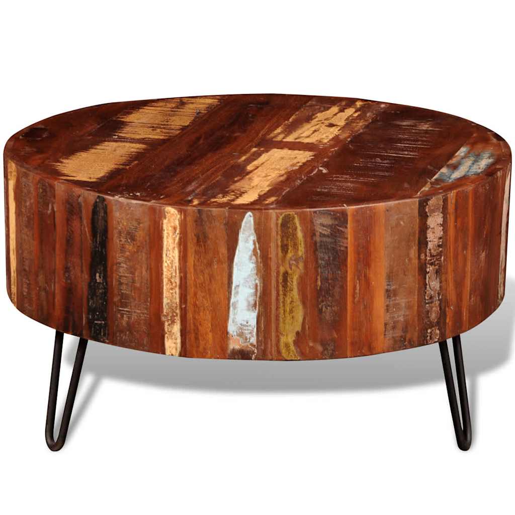 Coffee table, solid recycled wood, round