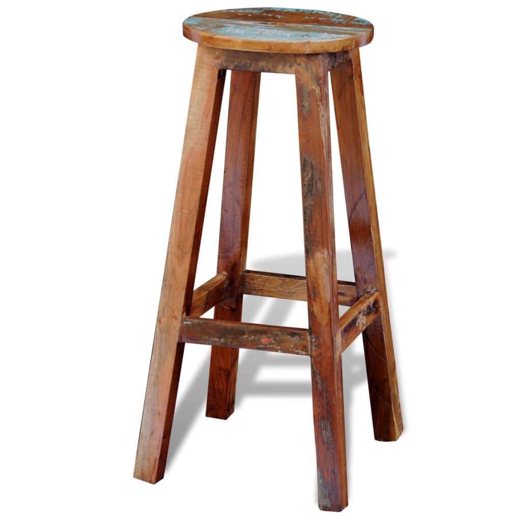 Bar stool, solid recycled wood