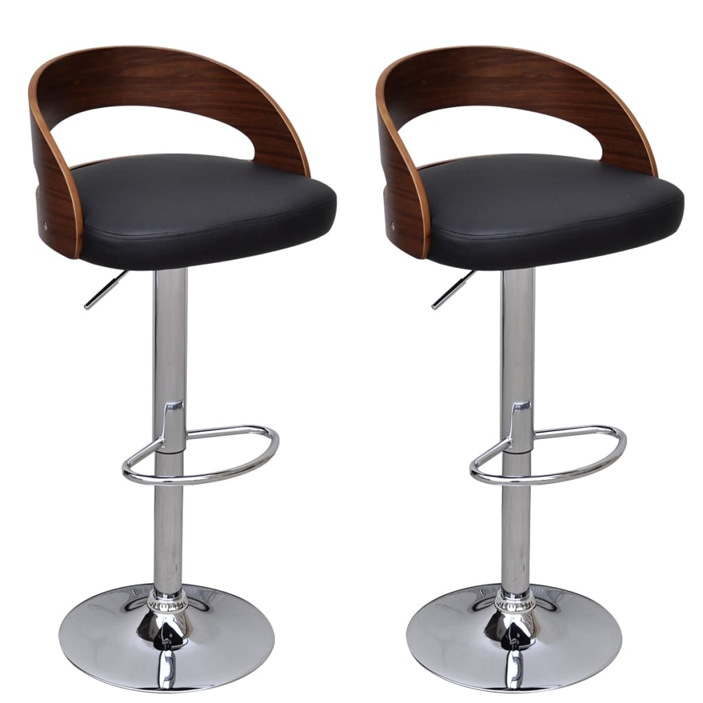 Bar stools, 2 pcs., curved wood