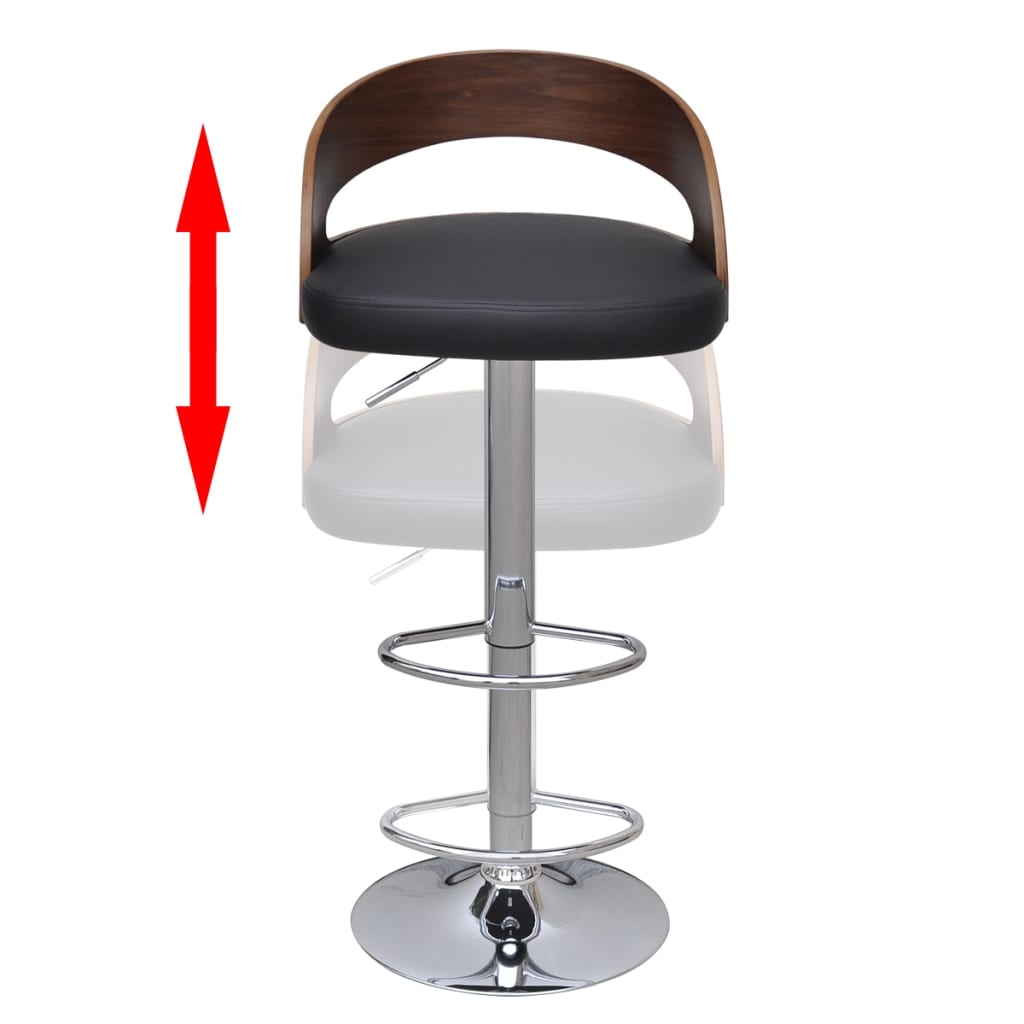 Bar stools, 2 pcs., curved wood