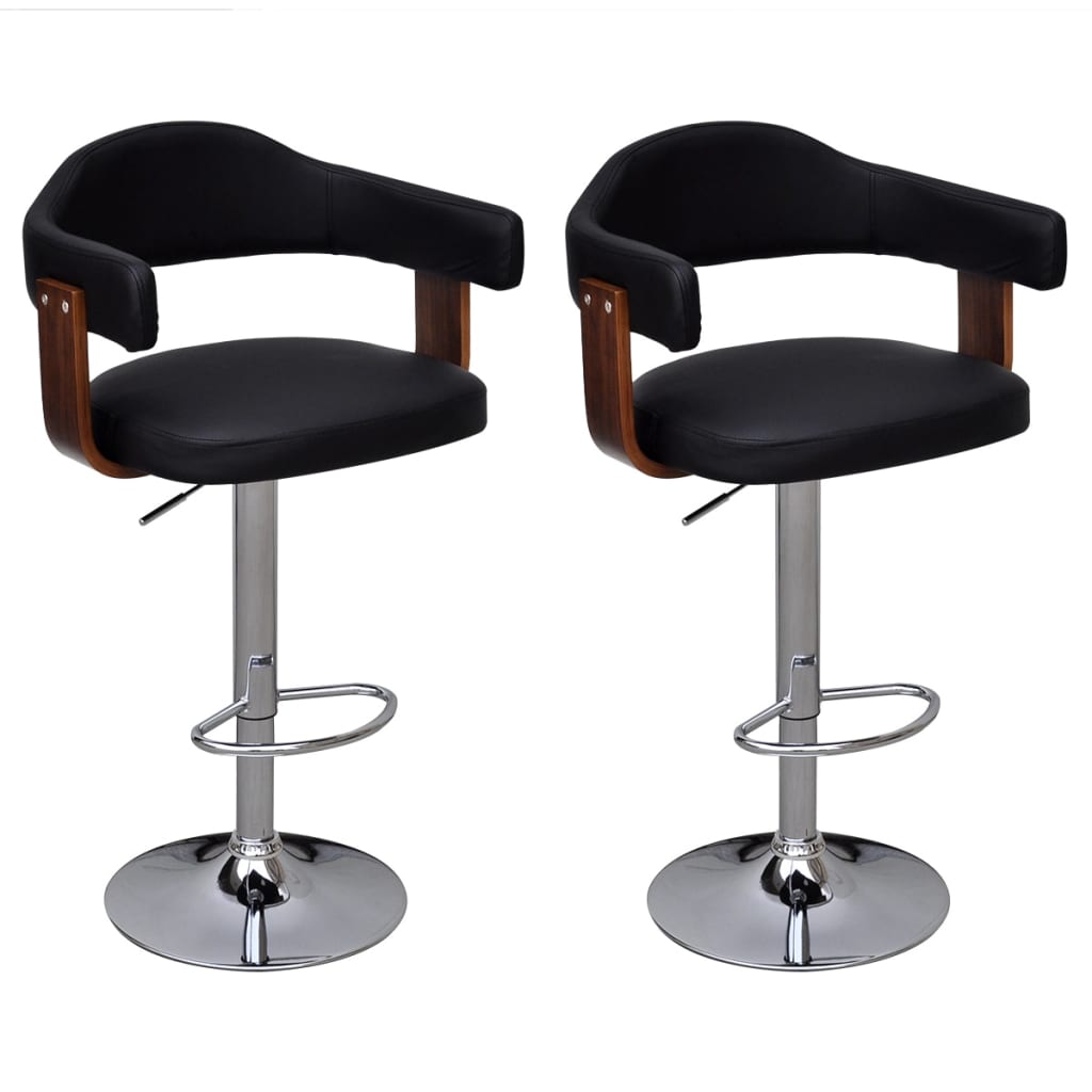 Bar stools, 2 pcs., curved wood