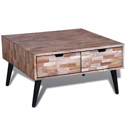 Coffee table with 4 drawers, recycled teak wood