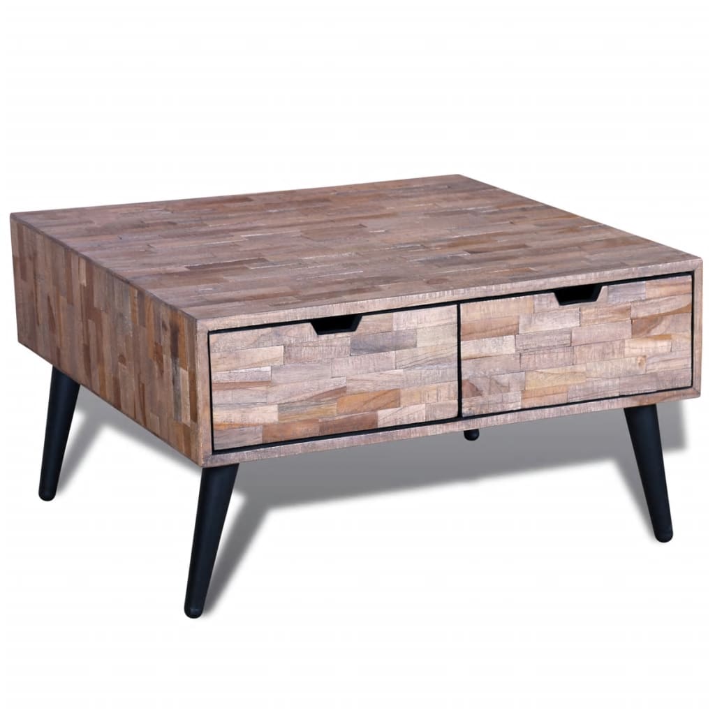 Coffee table with 4 drawers, recycled teak wood