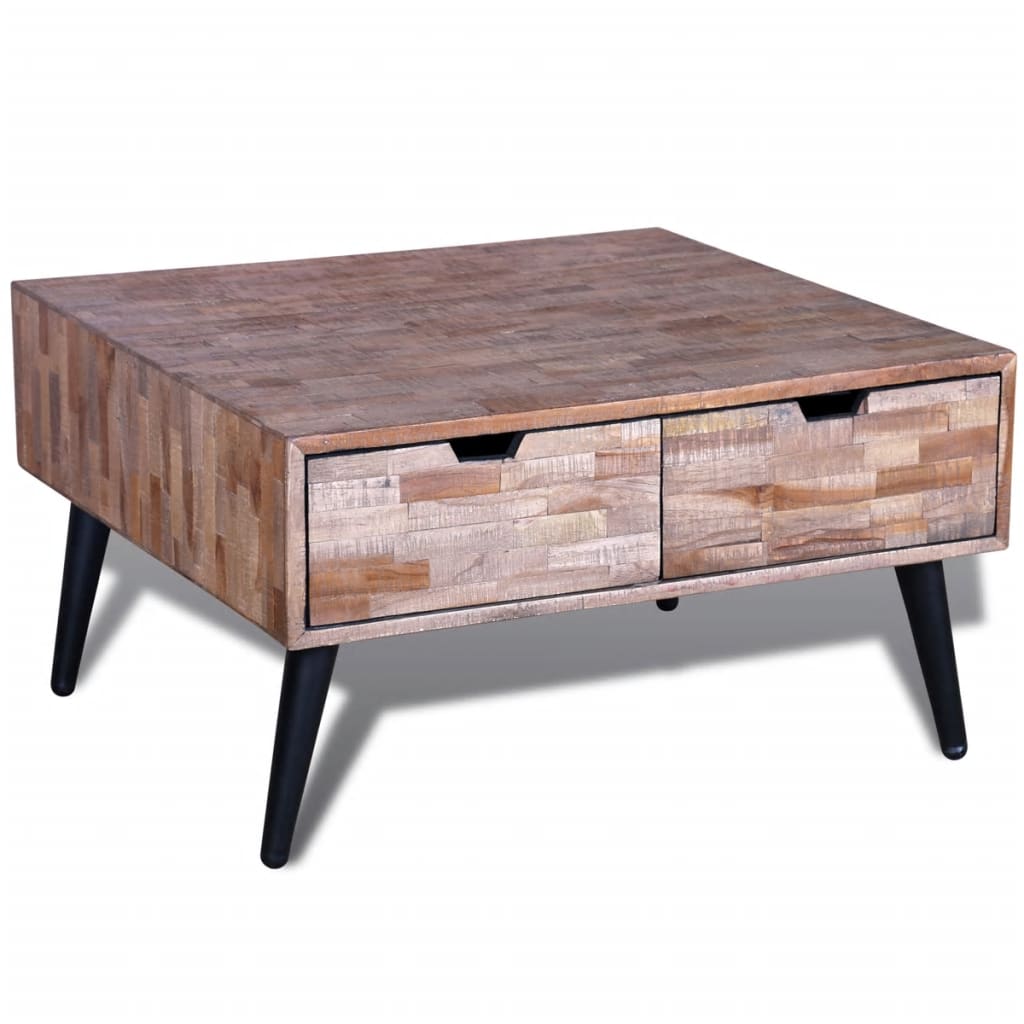 Coffee table with 4 drawers, recycled teak wood