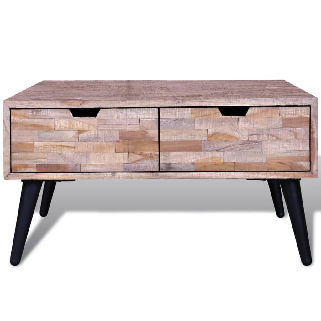 Coffee table with 4 drawers, recycled teak wood