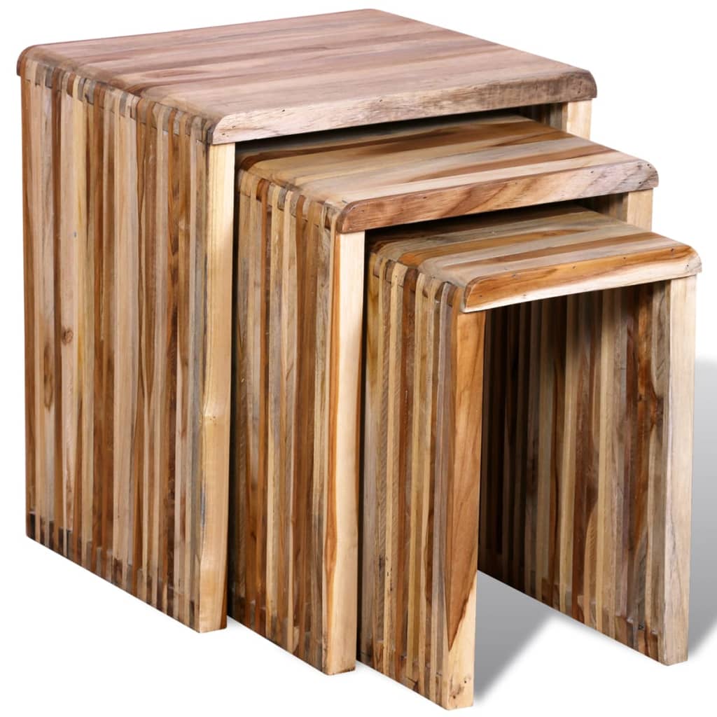 3-piece stackable table set, recycled teak wood