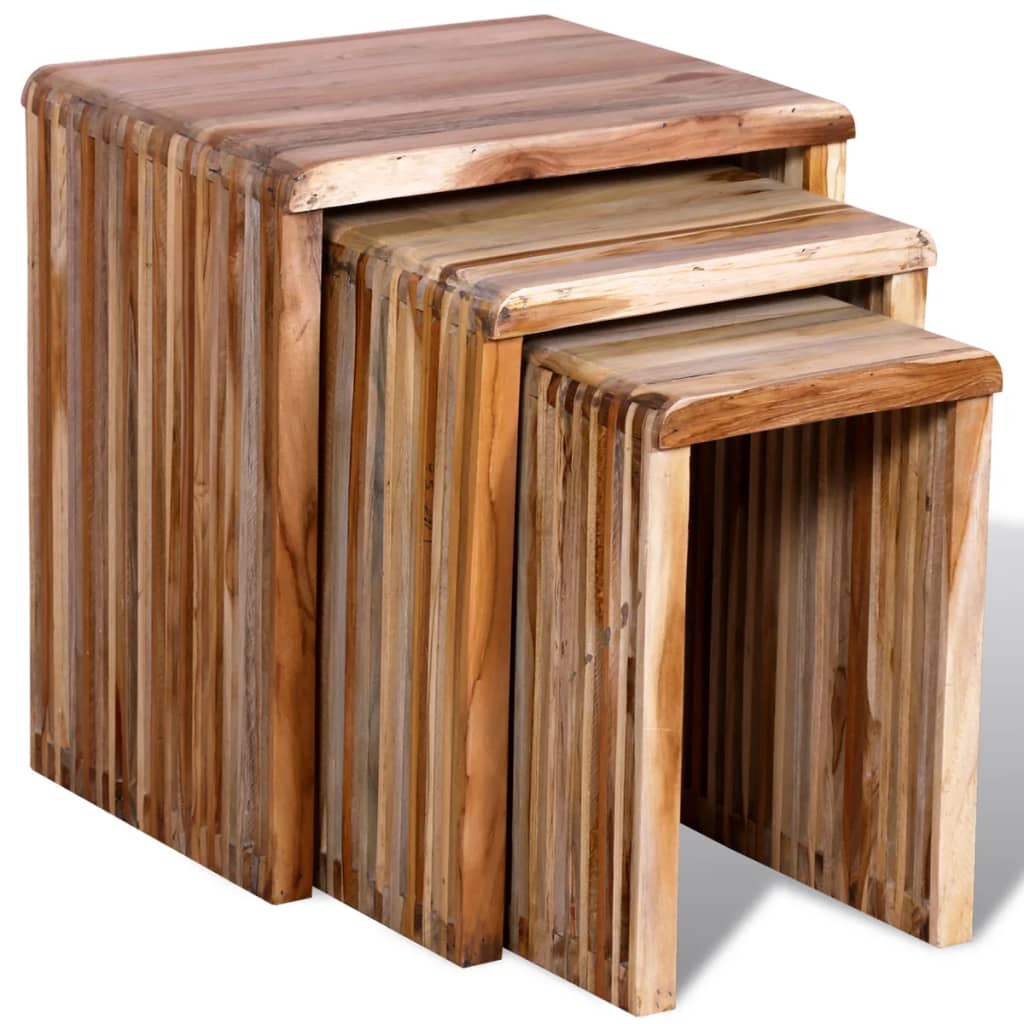 3-piece stackable table set, recycled teak wood