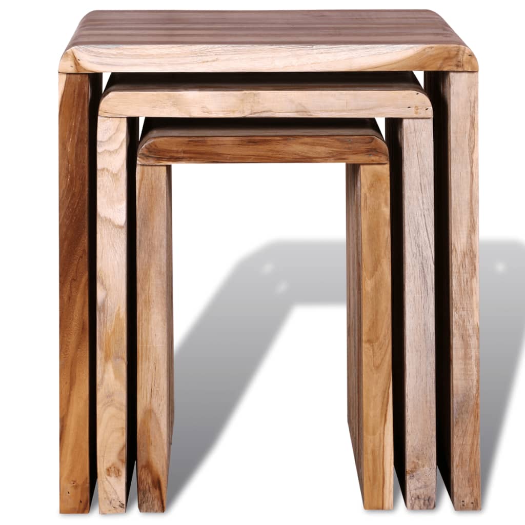 3-piece stackable table set, recycled teak wood