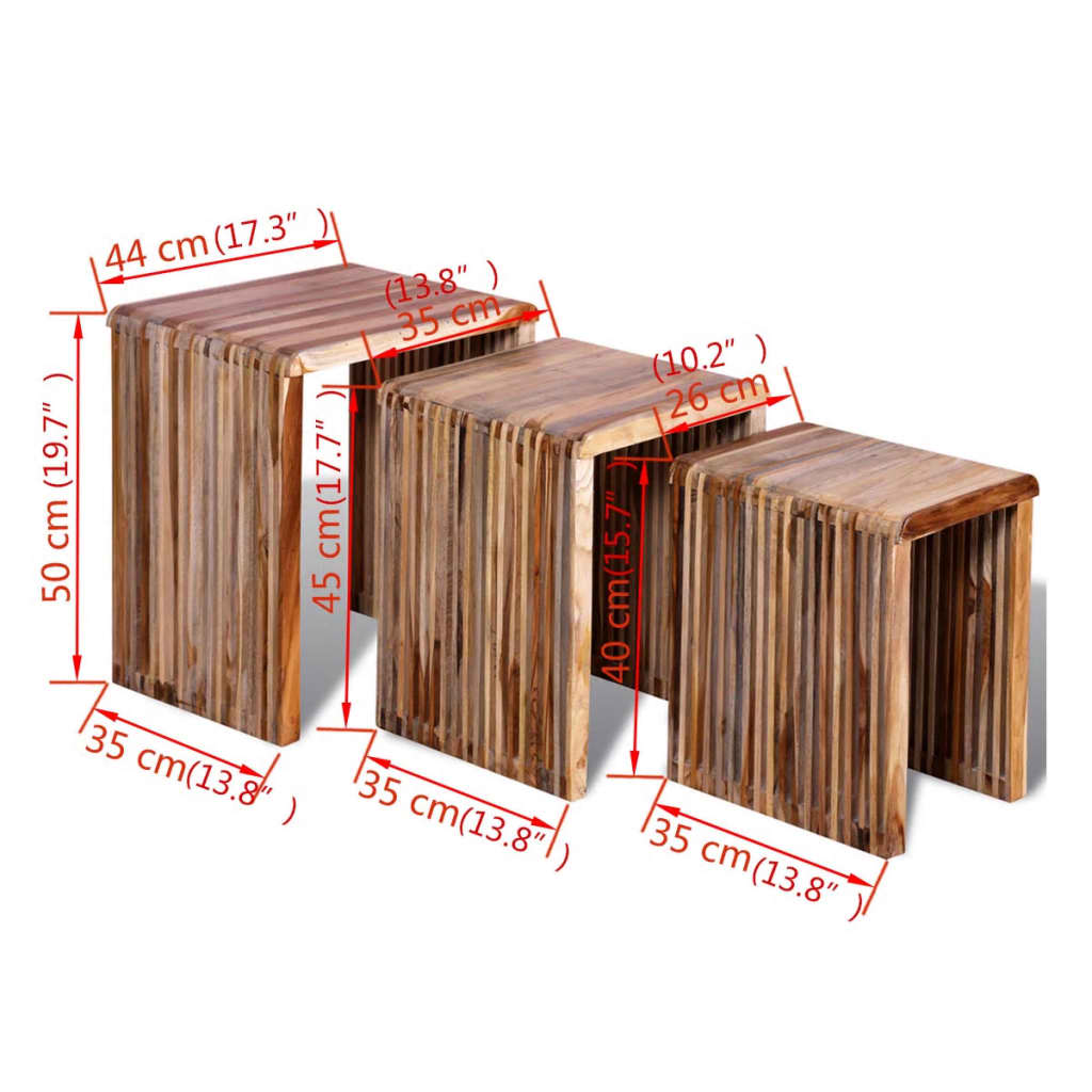 3-piece stackable table set, recycled teak wood