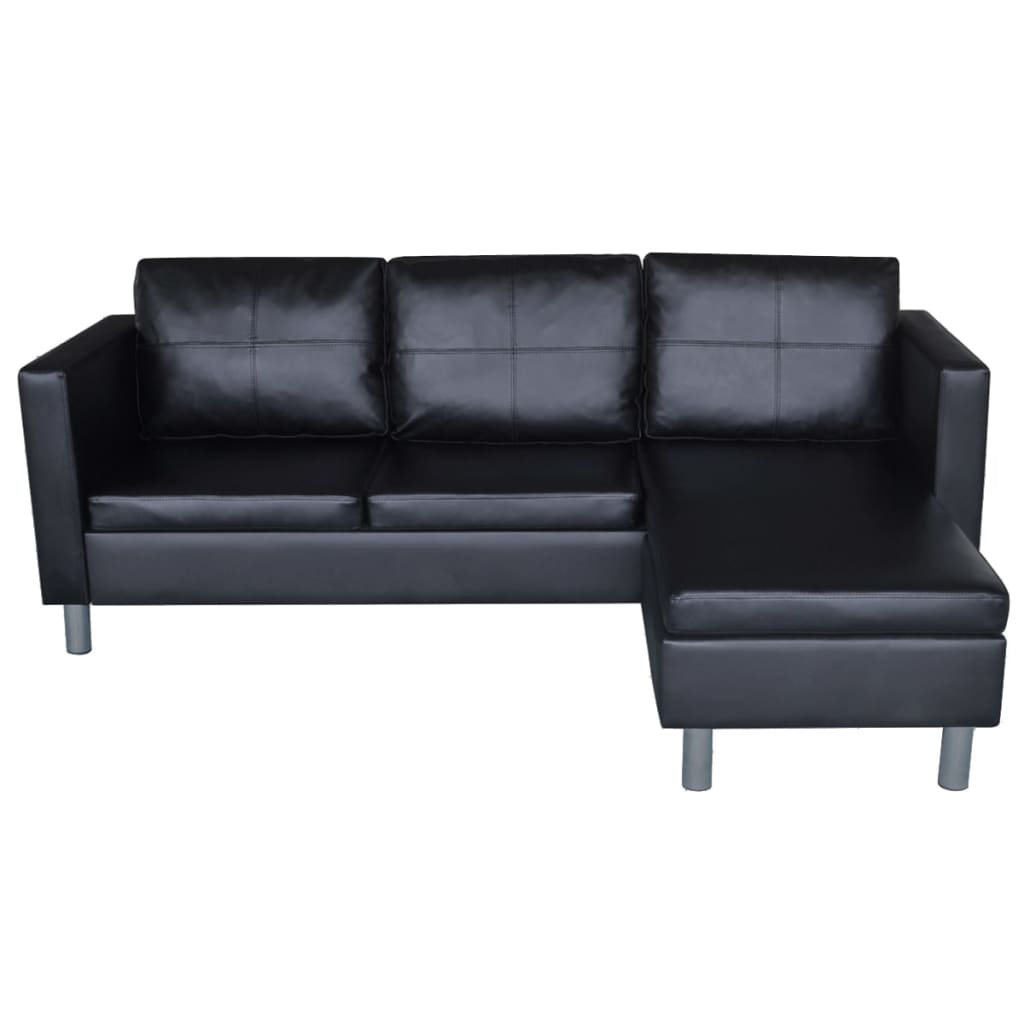 3-seater modular sofa, faux leather, black