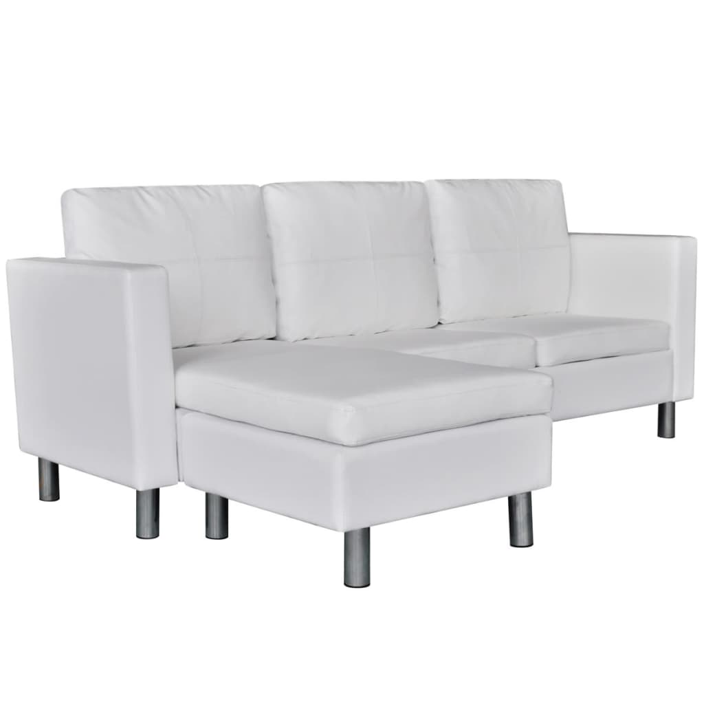 3-seater modular sofa, artificial leather, white