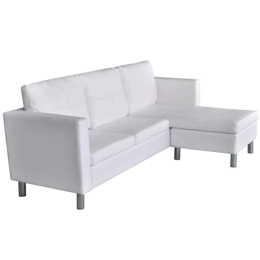 3-seater modular sofa, artificial leather, white