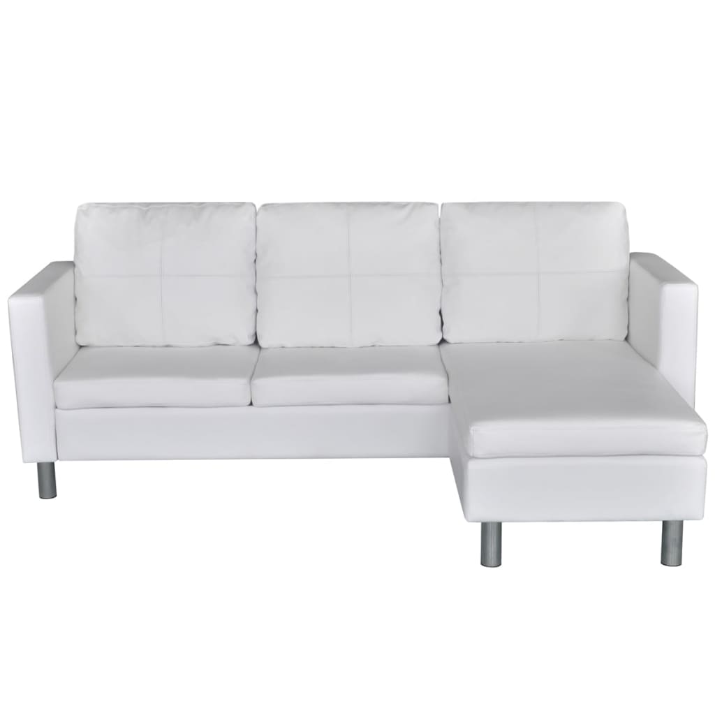 3-seater modular sofa, artificial leather, white