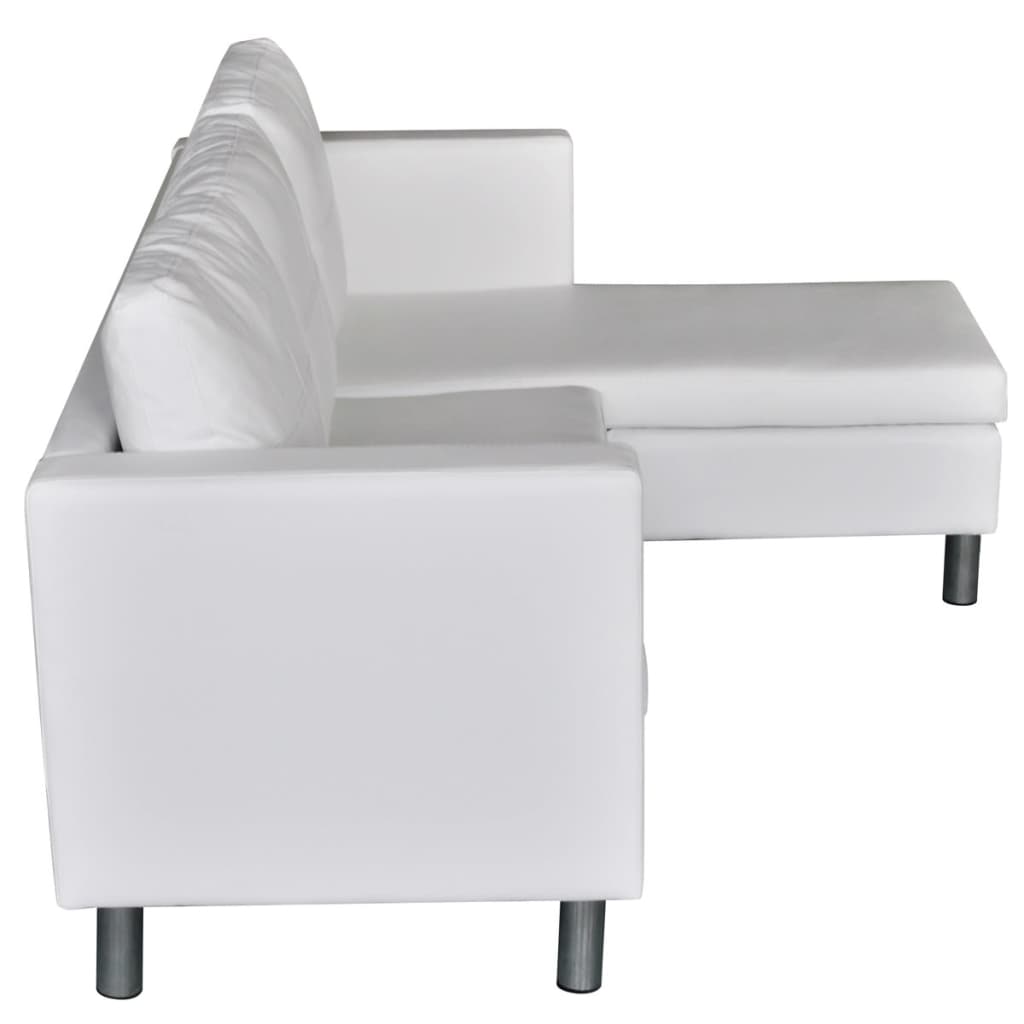 3-seater modular sofa, artificial leather, white