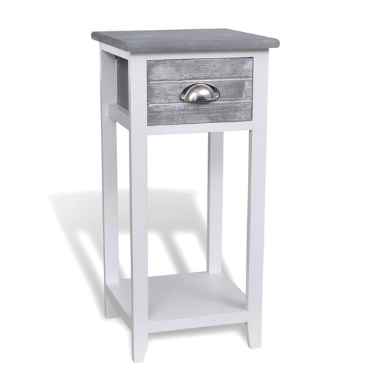 Bedside table with 1 drawer, grey and white