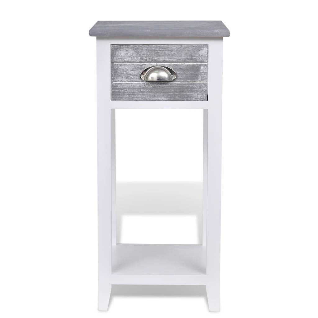 Bedside table with 1 drawer, grey and white