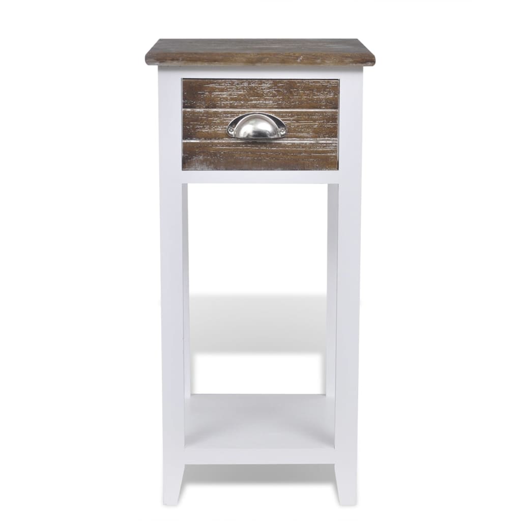 Bedside table with 1 drawer, brown and white