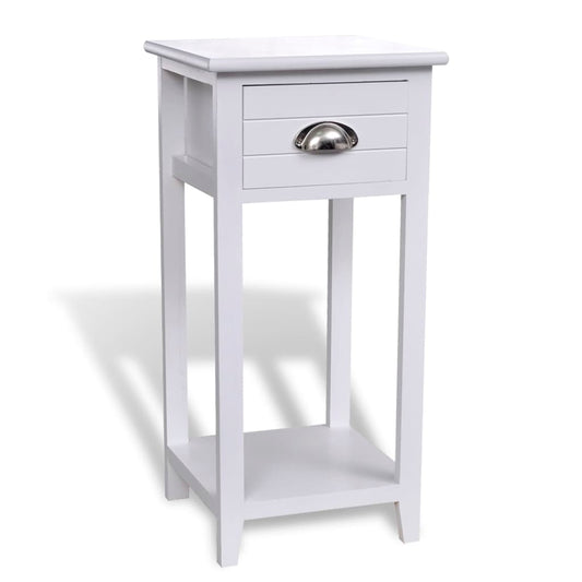 Bedside table with 1 drawer, white