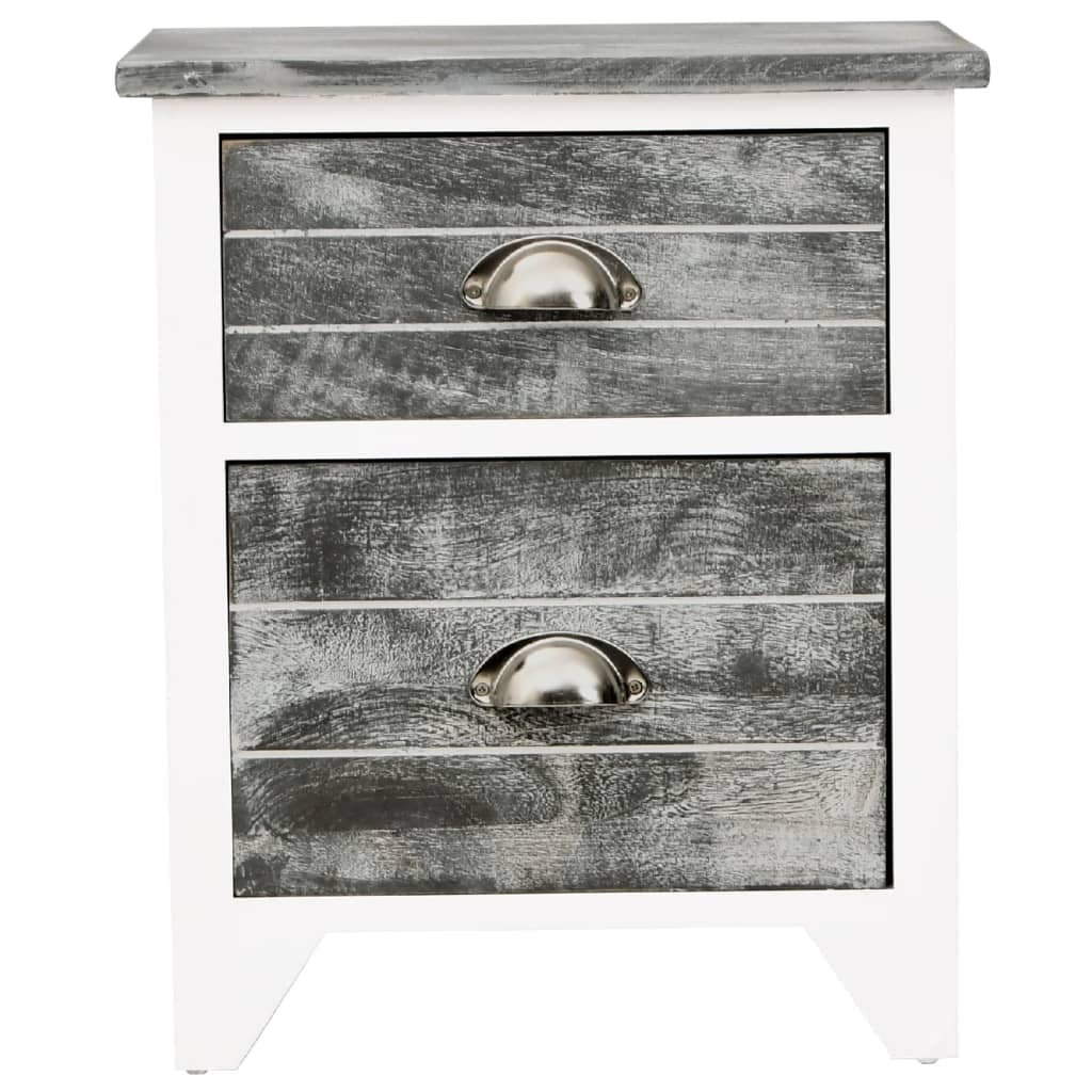 Bedside table with 2 drawers, 2 pcs, grey and white