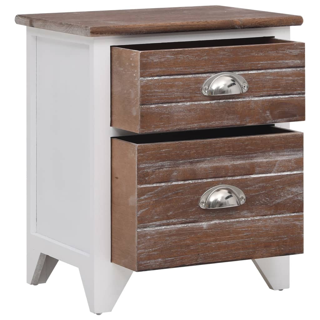 Bedside table with 2 drawers, 2 pcs, brown and white